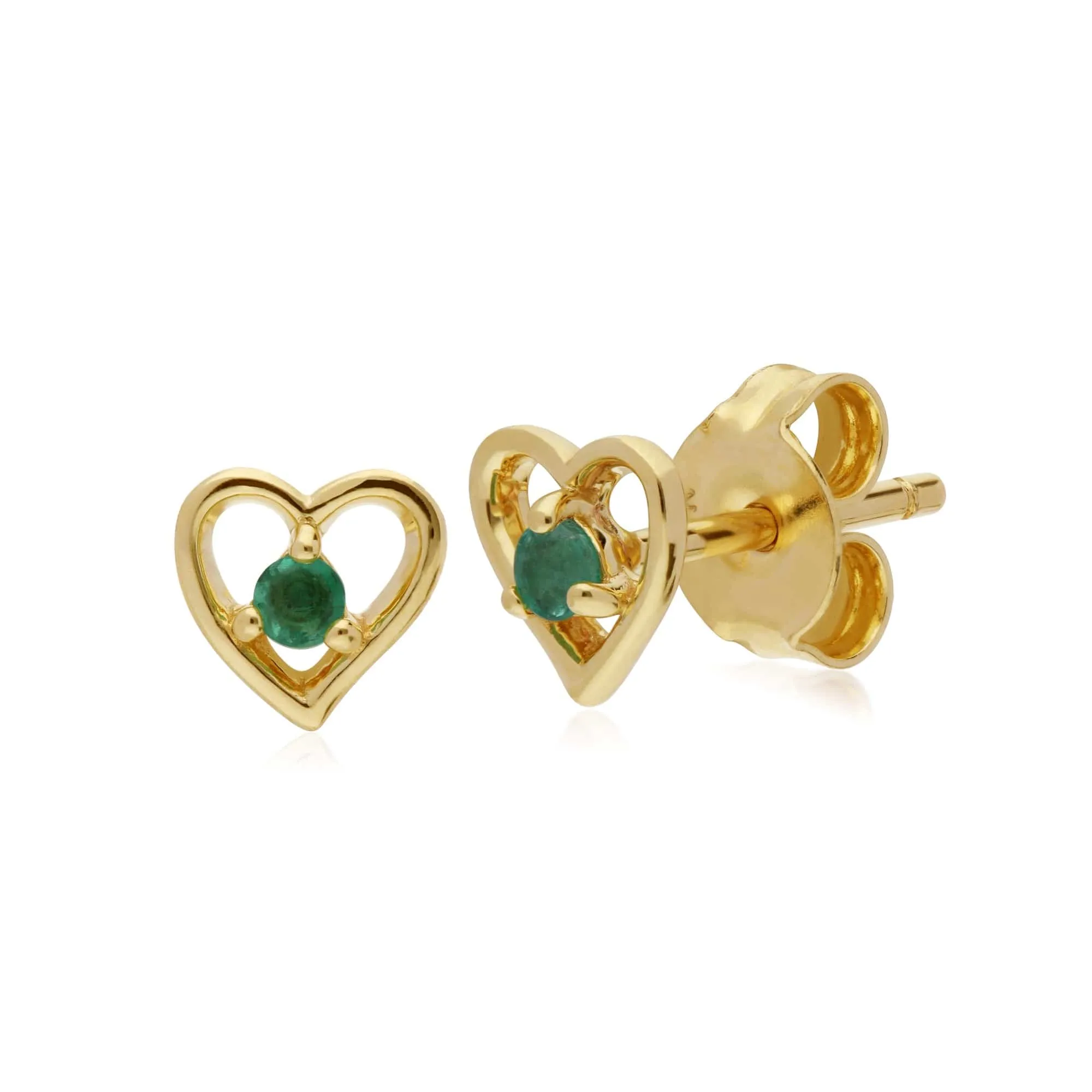 Gemondo 9ct Yellow Gold Emerald Single Stone Heart Stud Earrings sold by Gemondo Jewellery