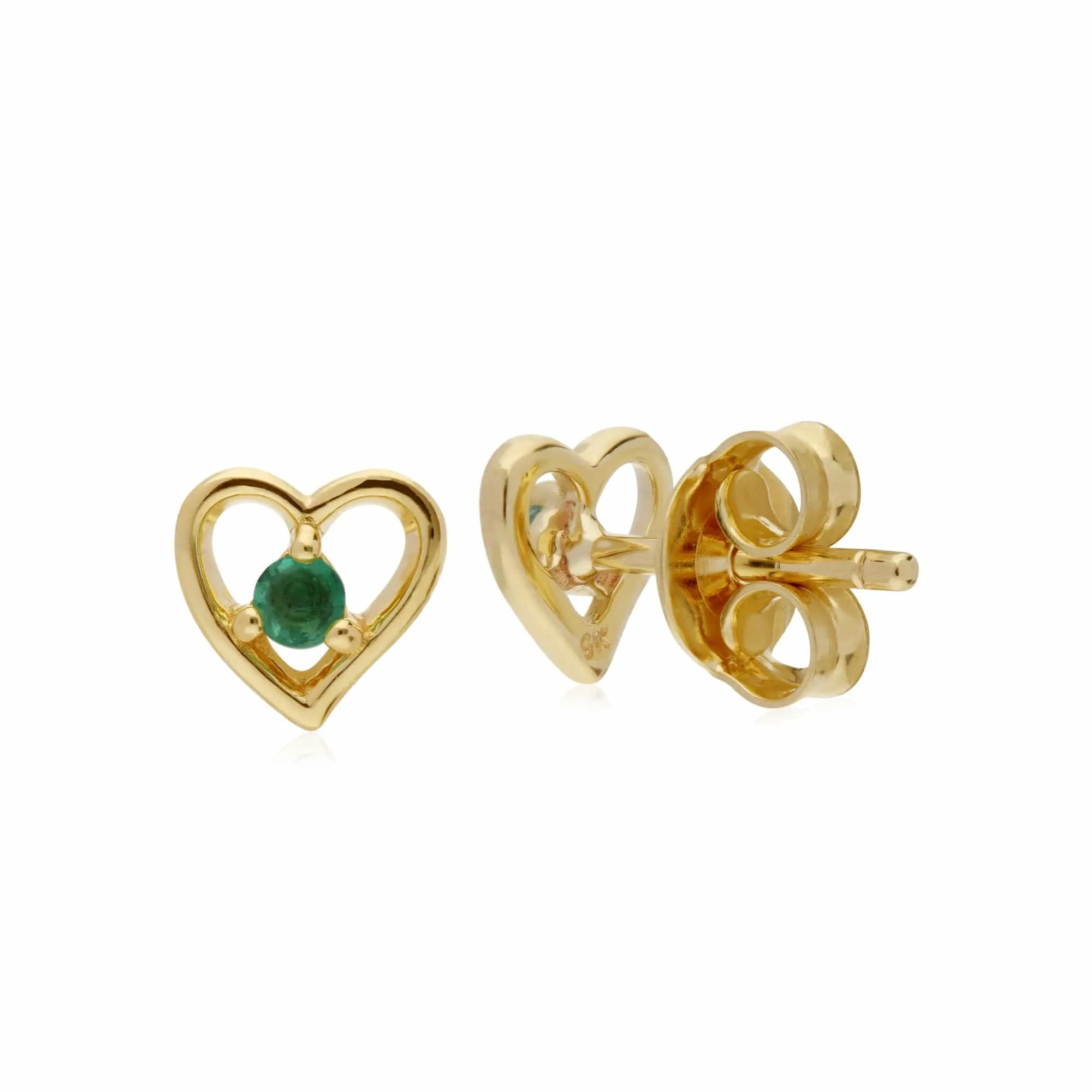 Gemondo 9ct Yellow Gold Emerald Single Stone Heart Stud Earrings sold by Gemondo Jewellery product image thumbnail 2