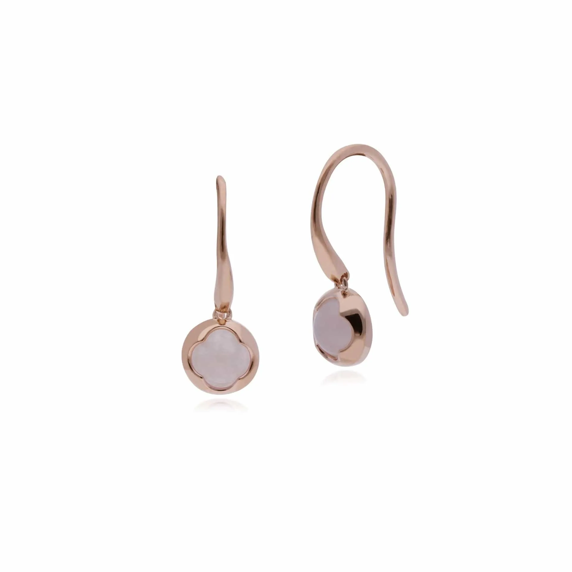 Gemondo Rose Plated Sterling Silver Sugarloaf Rose Quartz Small Drop Earrings sold by Gemondo Jewellery