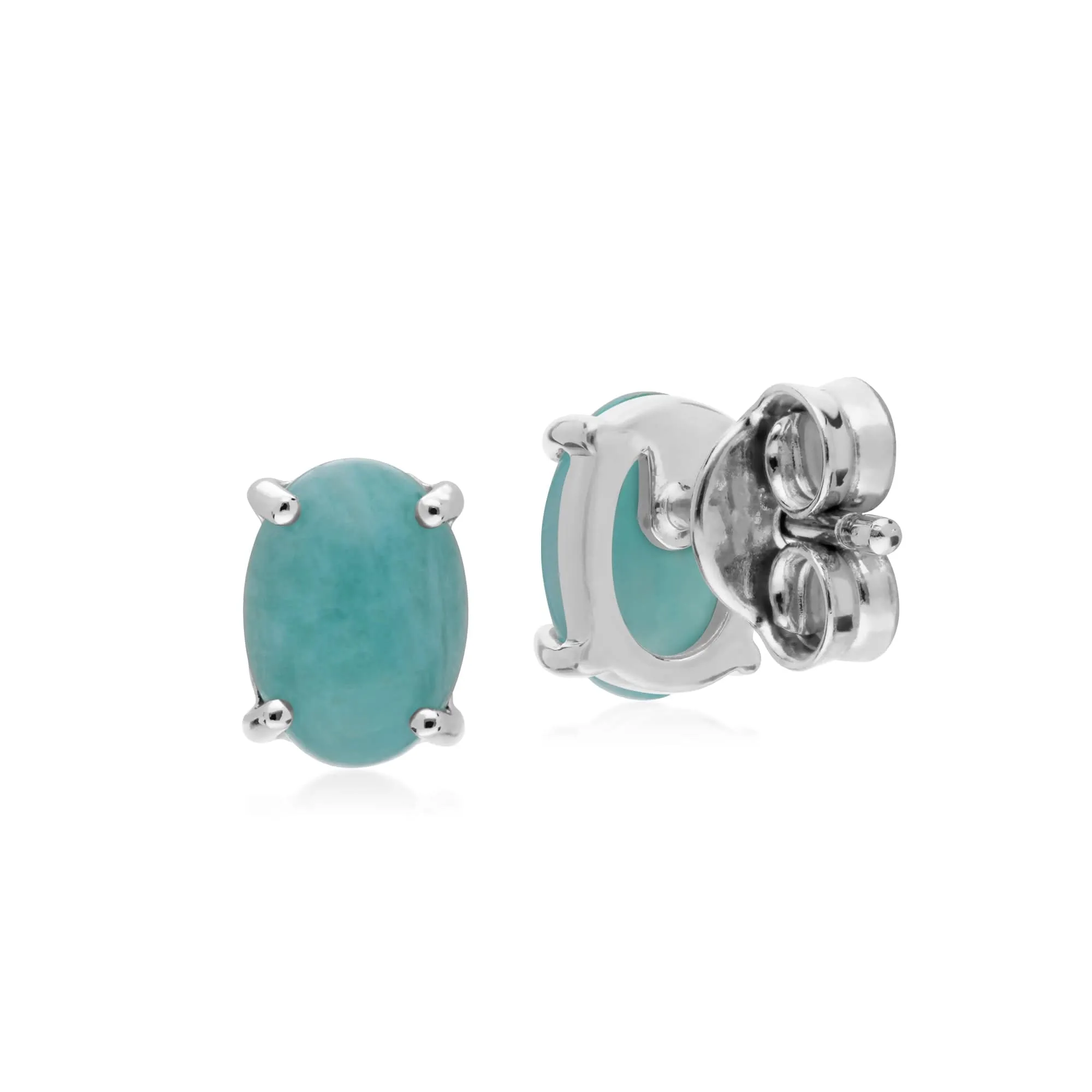 Gemondo Sterling Silver Amazonite Single Stone Oval Stud Earrings sold by Gemondo Jewellery product image thumbnail 2