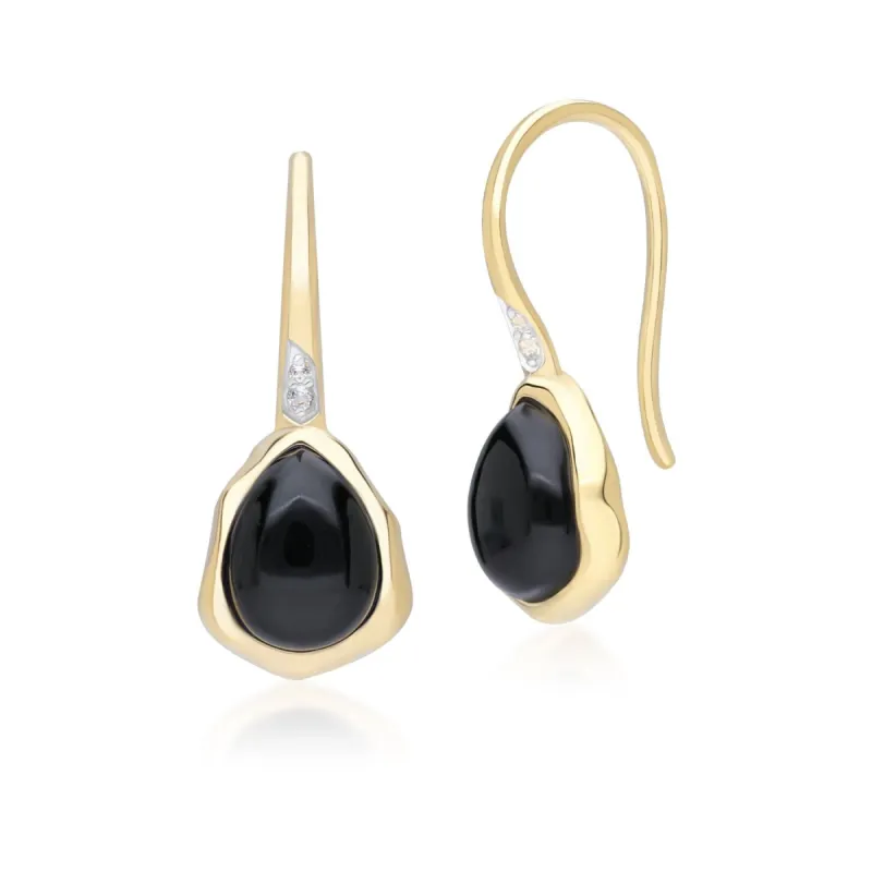 Irregular Black Onyx & Topaz  Drop Earrings In 18ct Gold Plated SterlIng Silver sold by Gemondo Jewellery