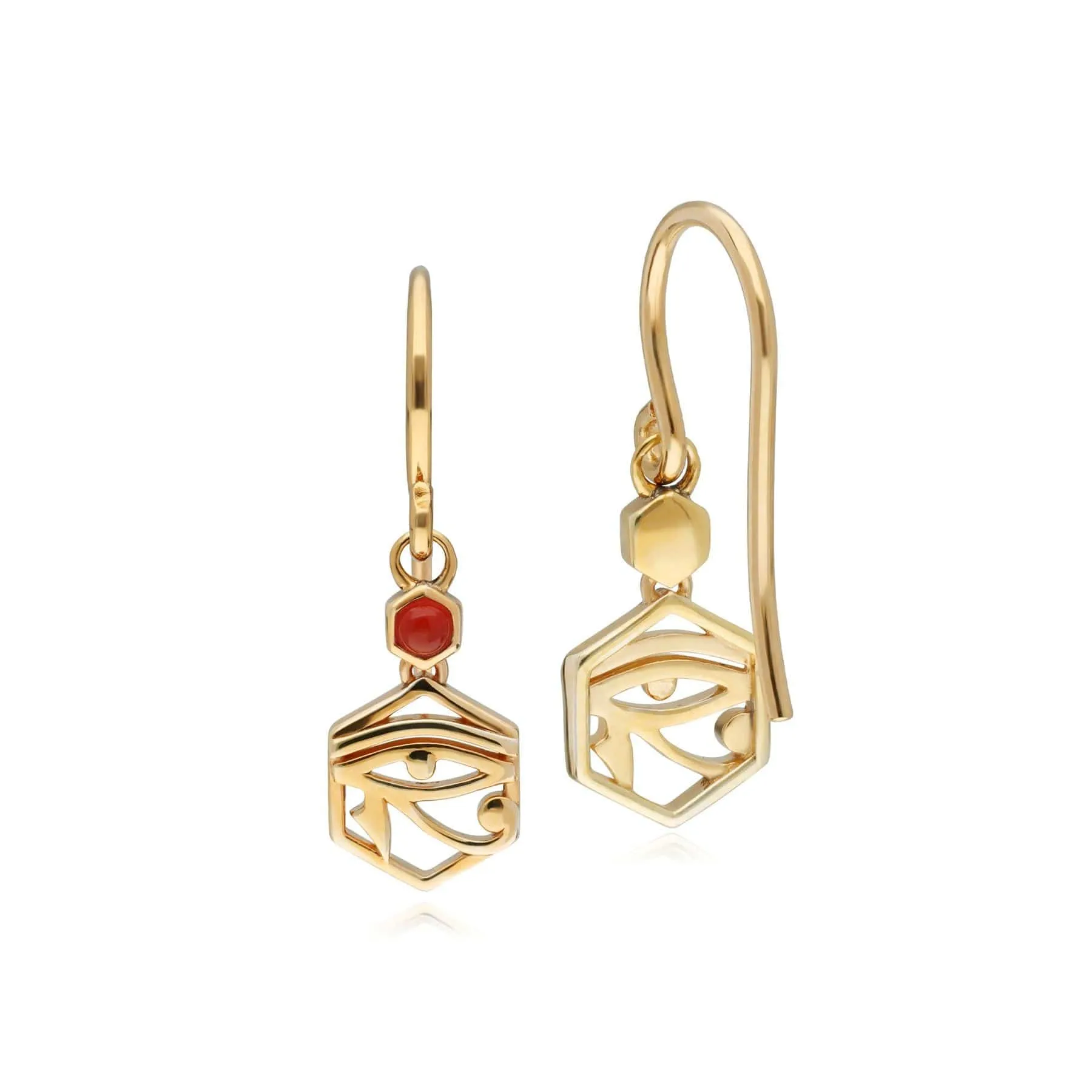 ECFEW™ Carnelian Eye of Ra Drop Earrings In 9ct Yellow Gold sold by Gemondo Jewellery product image thumbnail 3
