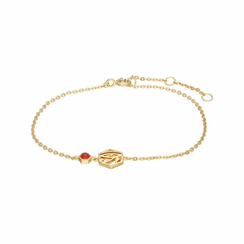 ECFEW™ Carnelian Eye of Ra Bracelet In 9ct Yellow Gold made by Gemondo Jewellery