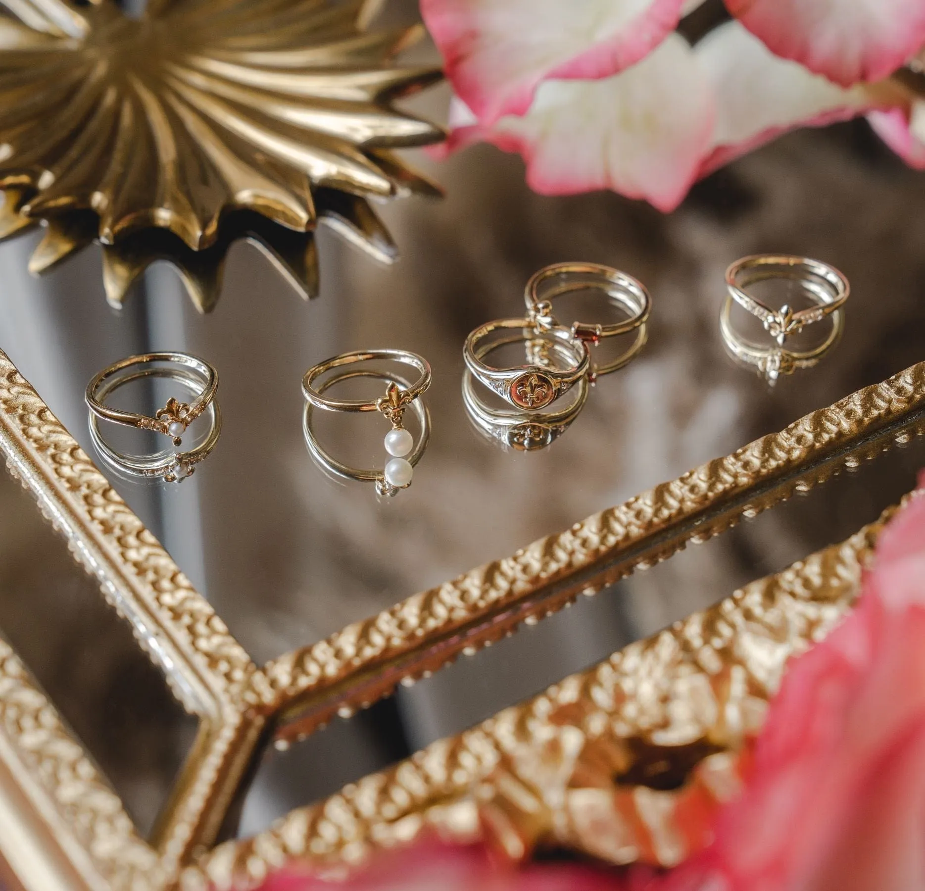 ECFEW™ White Topaz Fleur De Lis Wishbone Ring In 9ct Yellow Gold sold by Gemondo Jewellery product image thumbnail 3