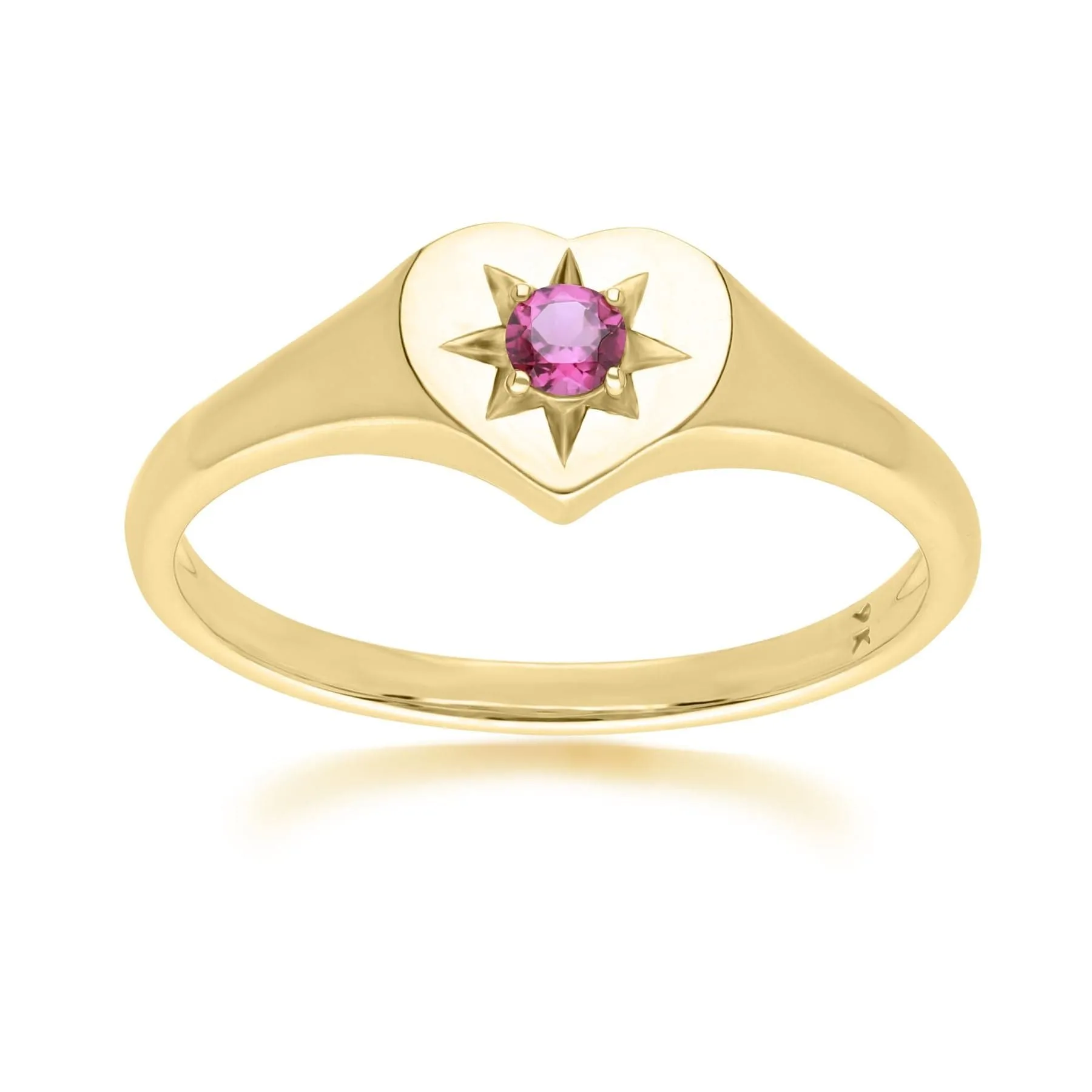 ECFEW™ 'The Liberator' Rhodolite Heart Ring in 9ct Yellow Gold sold by Gemondo Jewellery