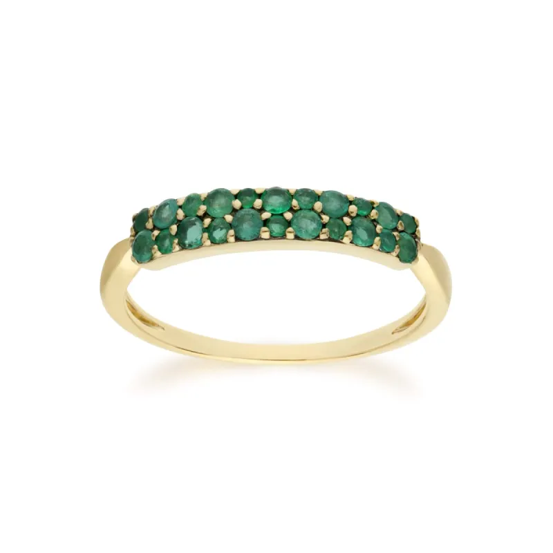 Contemporary 0.4ct Pavé Emerald Cluster Ring in 9ct Yellow Gold made by Gemondo Jewellery