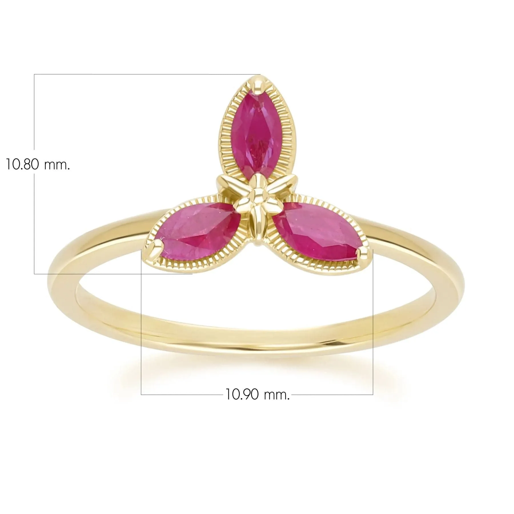 Floral Marquise Ruby Ring in 9ct Yellow Gold sold by Gemondo Jewellery product image thumbnail 4