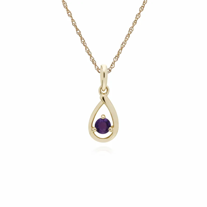 Gemondo 9ct Yellow Gold Amethyst Single Stone Tear Drop 45cm Necklace sold by Gemondo Jewellery