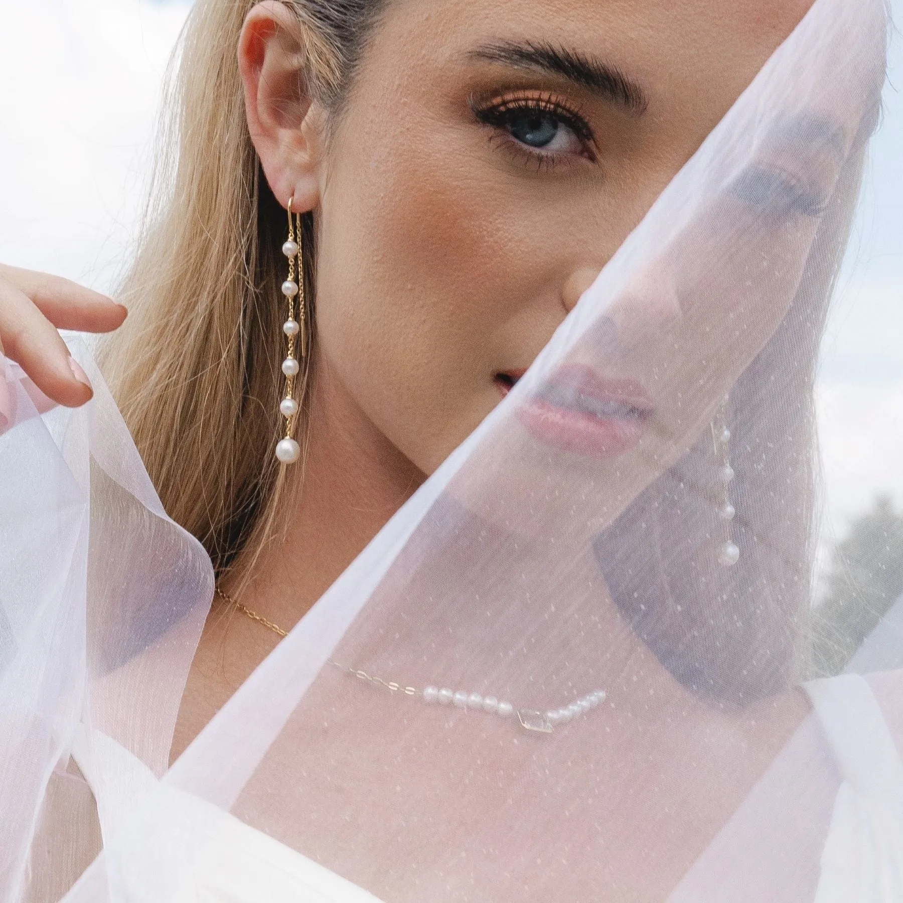 ECFEW™ Unifier Pearl Dangle Drop Earrings In Sterling Silver sold by Gemondo Jewellery product image thumbnail 4