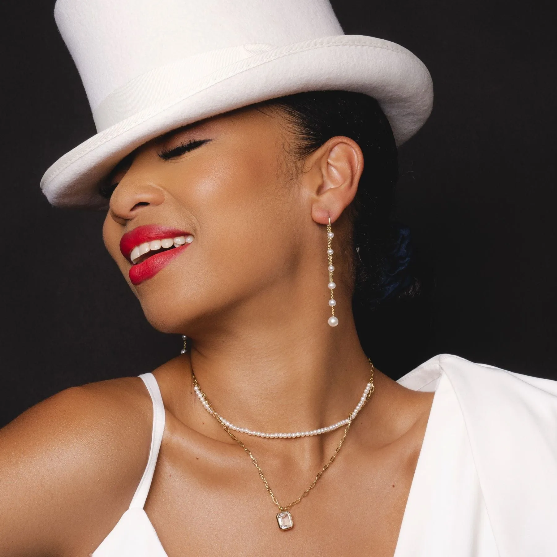 ECFEW™ Unifier Pearl Dangle Drop Earrings In Sterling Silver sold by Gemondo Jewellery product image thumbnail 2