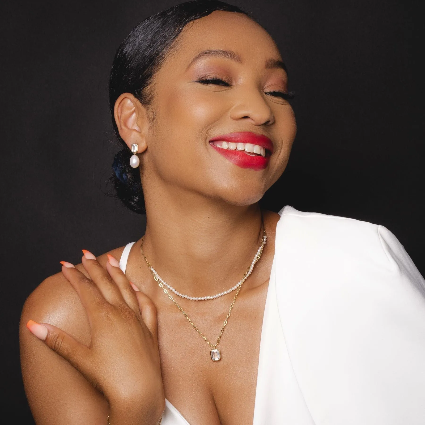 ECFEW™ Unifier Pearl Dangle Drop Earrings In Sterling Silver sold by Gemondo Jewellery product image thumbnail 3