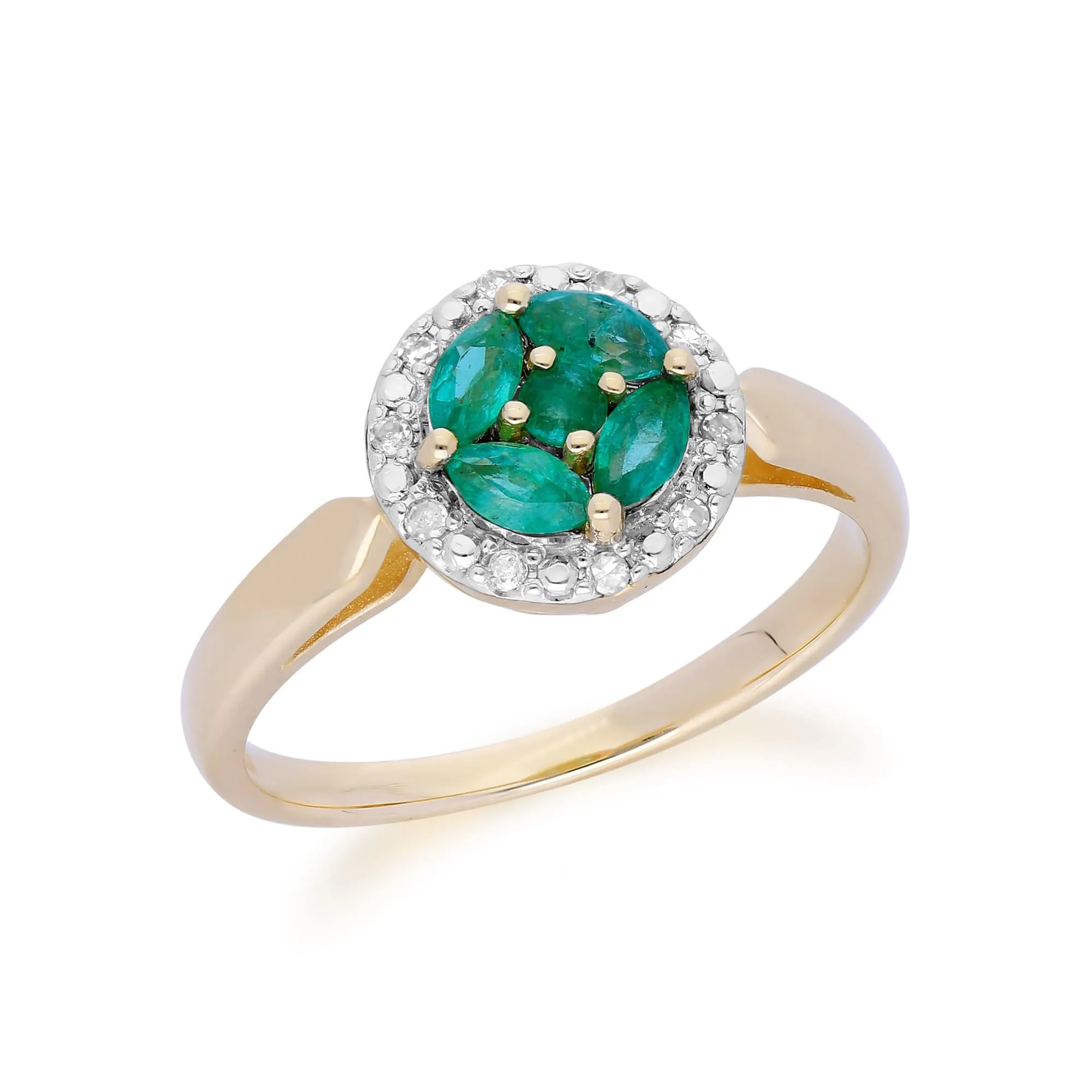Gemondo 9ct Yellow Gold Emerald Cluster and Diamond Halo Ring sold by Gemondo Jewellery product image thumbnail 2