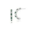 Classic Round Emerald & Diamond Half Hoop Style Earrings in 9ct White Gold sold by Gemondo Jewellery