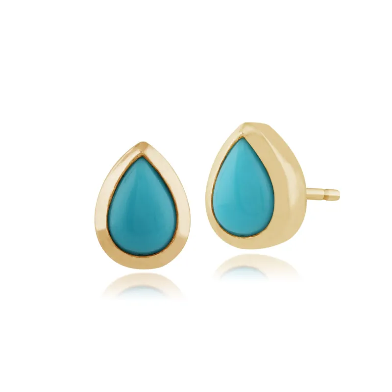 Gemondo 9ct Yellow Gold 0.65ct Turquoise Stud Earrings sold by Gemondo Jewellery