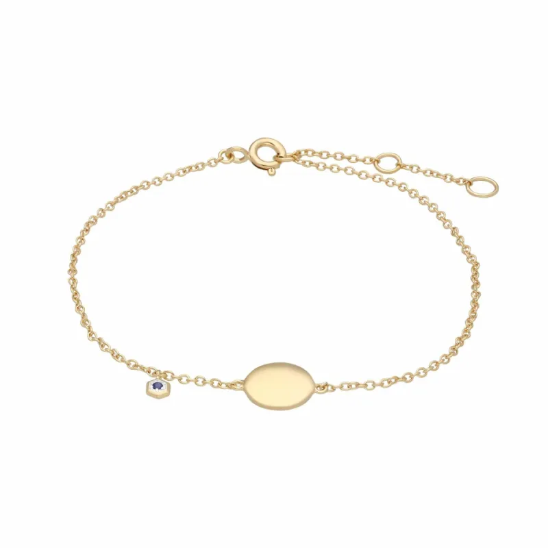 Sapphire Engravable Bracelet in Yellow Gold Plated Sterling Silver sold by Gemondo Jewellery