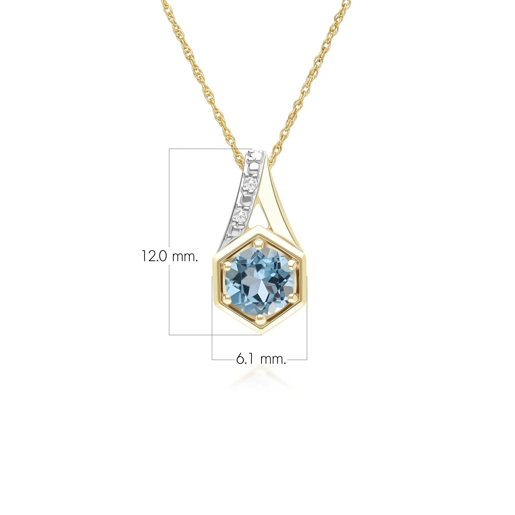 Geometric Hexagon with Prong set Round Topaz and Diamond Pendant Necklace in 9ct Yellow Gold sold by Gemondo Jewellery product image thumbnail 2