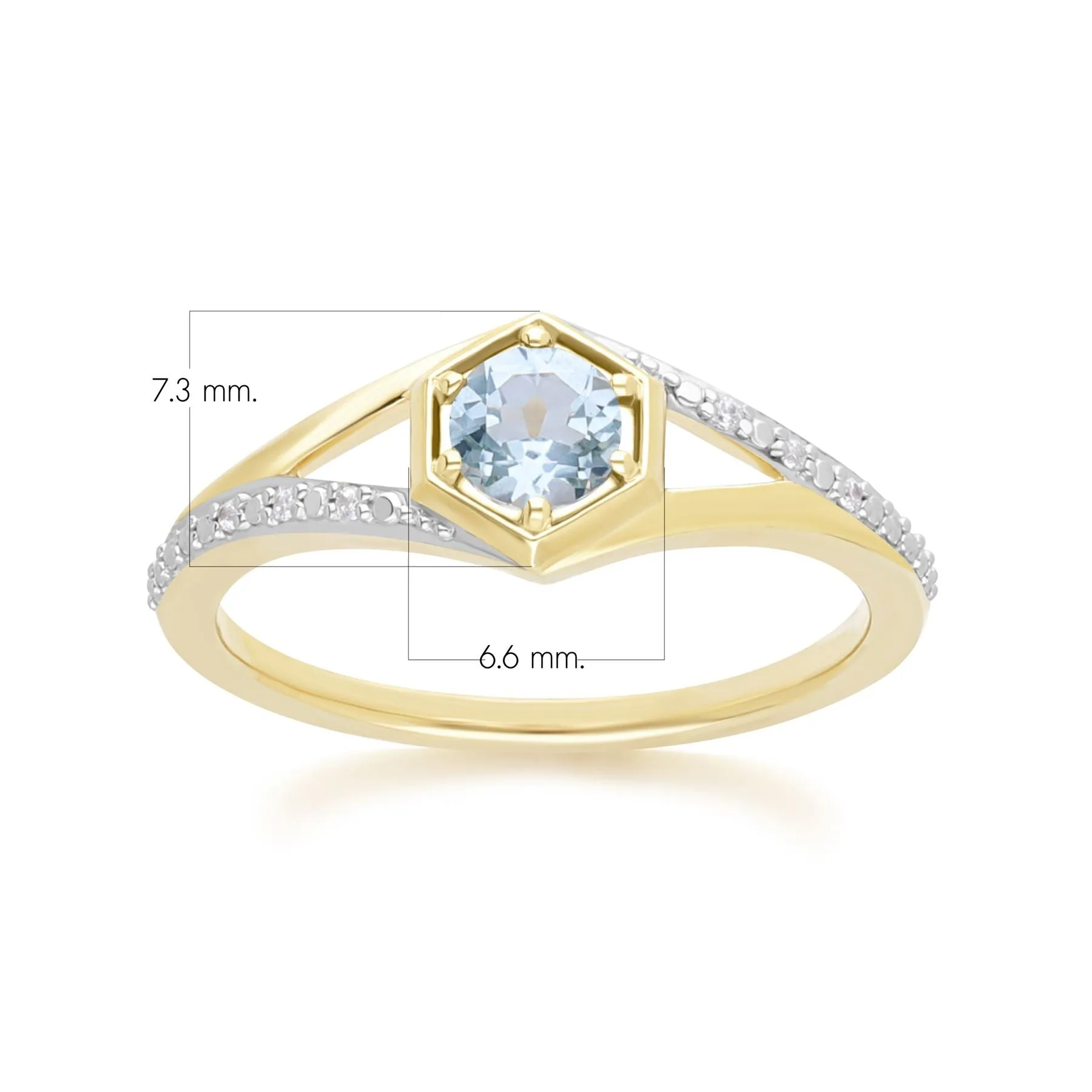 Geometric Hexagon with Prong set Round Topaz and Diamond Ring in 9ct Yellow Gold sold by Gemondo Jewellery product image thumbnail 3