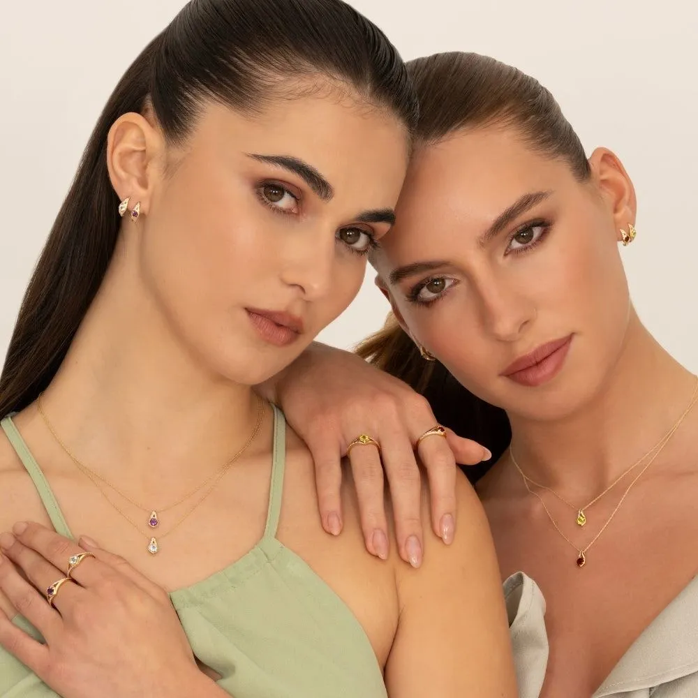 Geometric Hexagon with Prong set Round Garnet and Diamond Ring in 9ct Yellow Gold sold by Gemondo Jewellery product image thumbnail 4