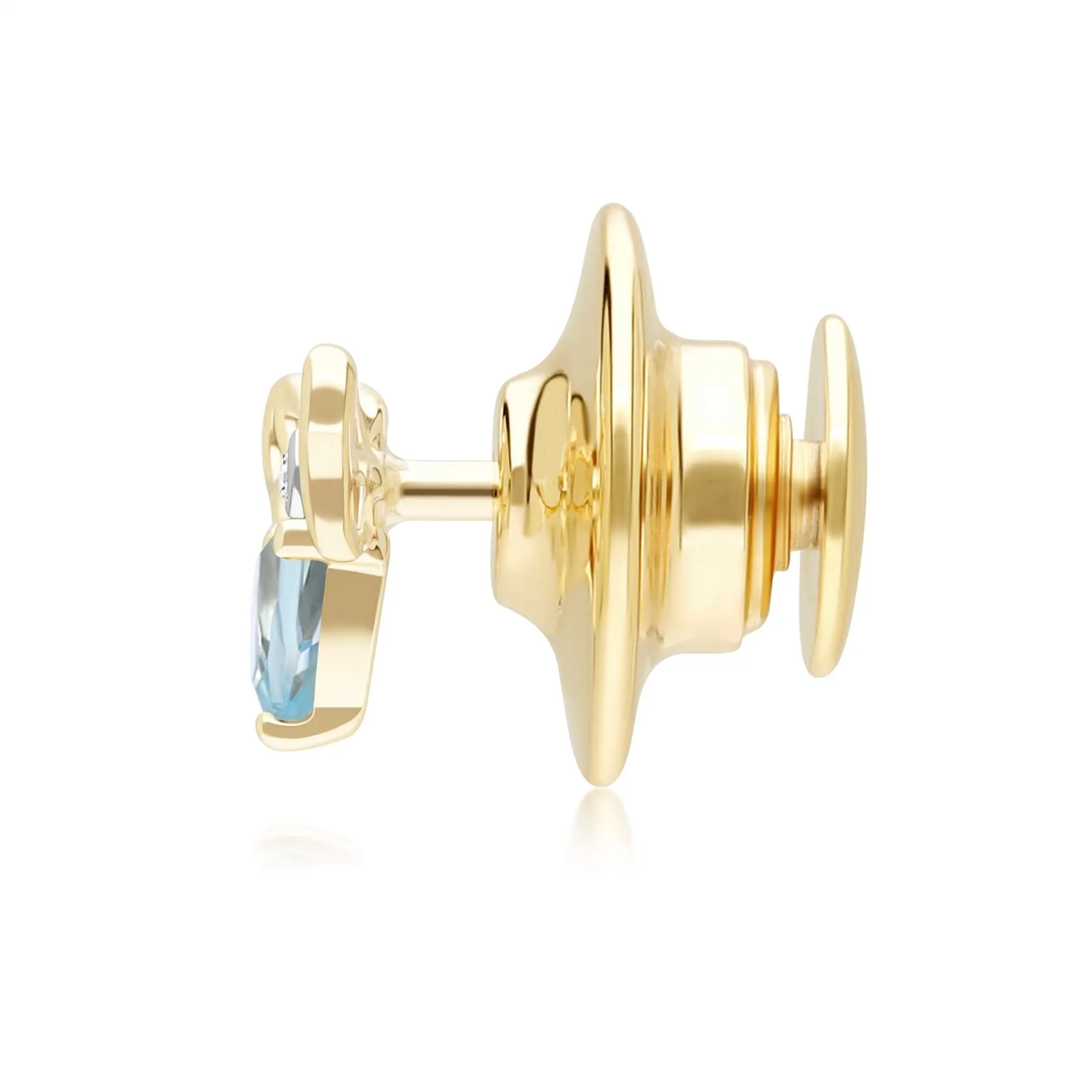 Honeycomb Art Nouveau Pear Shape Topaz and Diamond Bee Pin in 9ct Yellow Gold sold by Gemondo Jewellery product image thumbnail 3