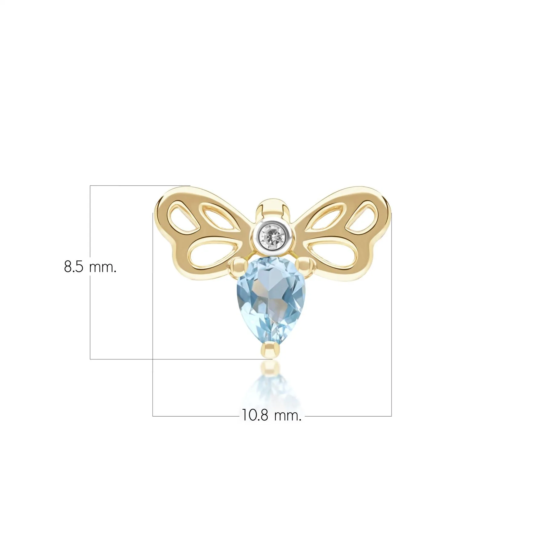 Honeycomb Art Nouveau Pear Shape Topaz and Diamond Bee Pin in 9ct Yellow Gold sold by Gemondo Jewellery product image thumbnail 4