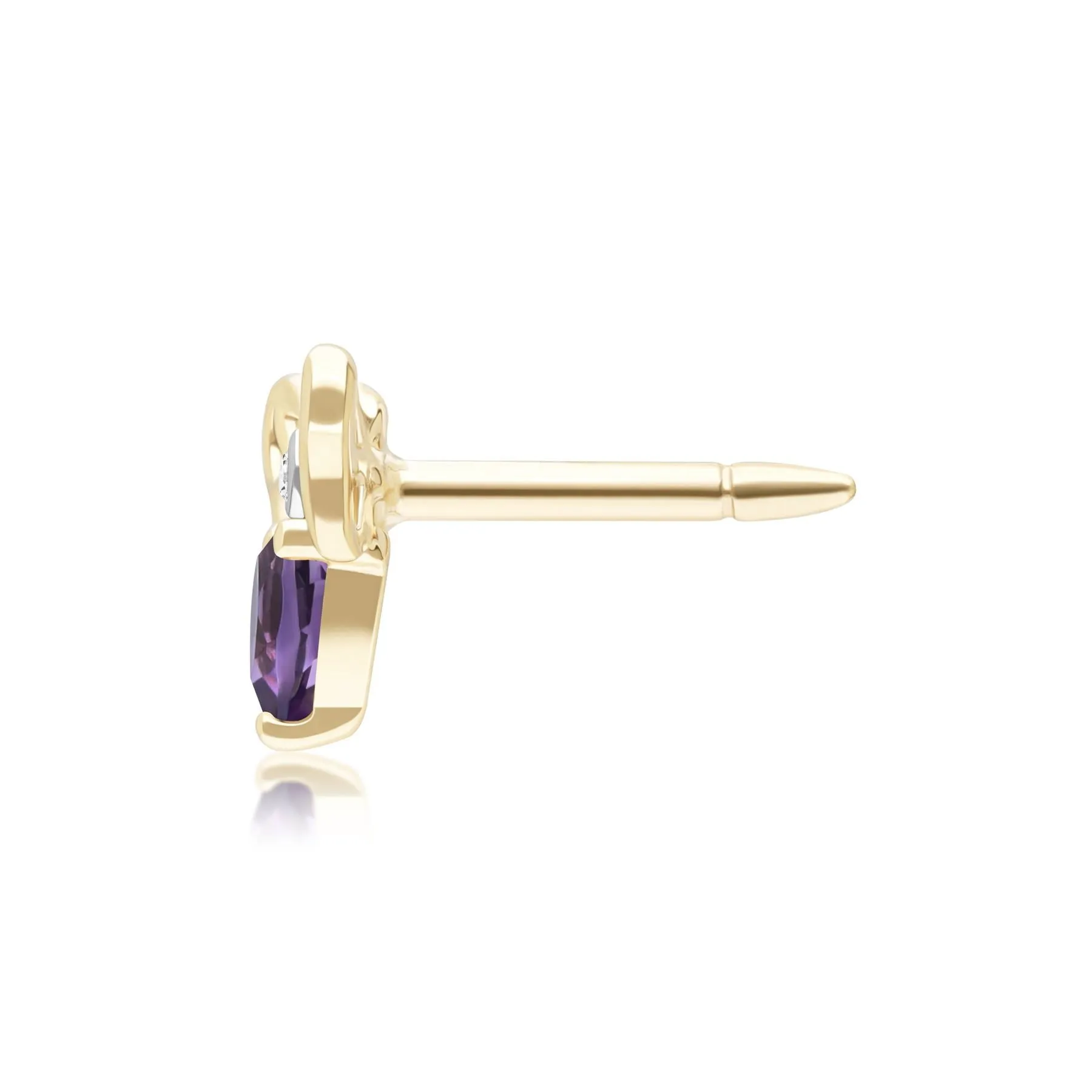 Honeycomb Art Nouveau Pear Shape Amethyst and Diamond Bee Pin in 9ct Yellow Gold sold by Gemondo Jewellery product image thumbnail 2