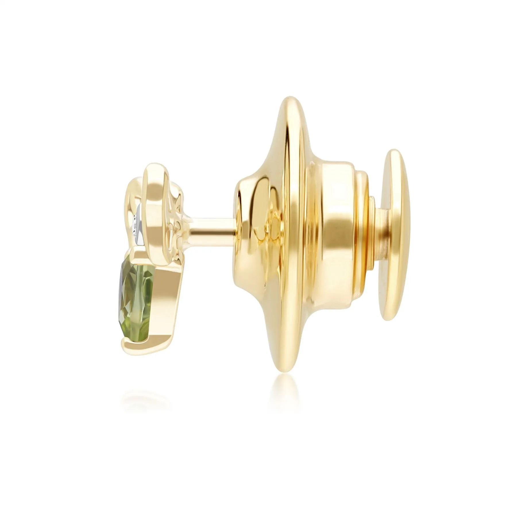 Honeycomb Art Nouveau Pear Shape Peridot and Diamond Bee Pin in 9ct Yellow Gold sold by Gemondo Jewellery product image thumbnail 3
