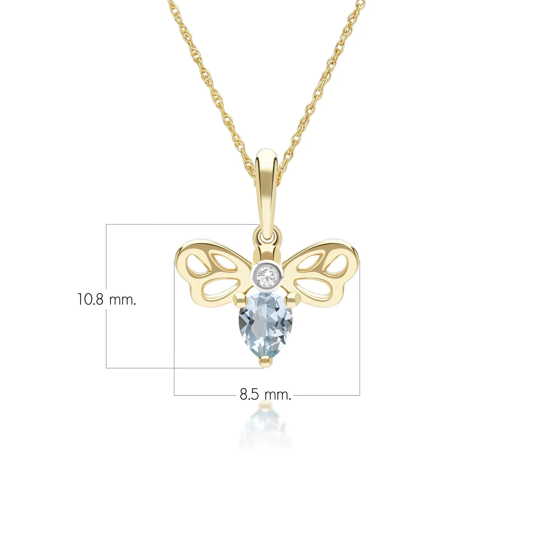 Honeycomb Art Nouveau Pear Shape Topaz and Diamond Bee Pendant Necklace in 9ct Yellow Gold sold by Gemondo Jewellery product image thumbnail 2