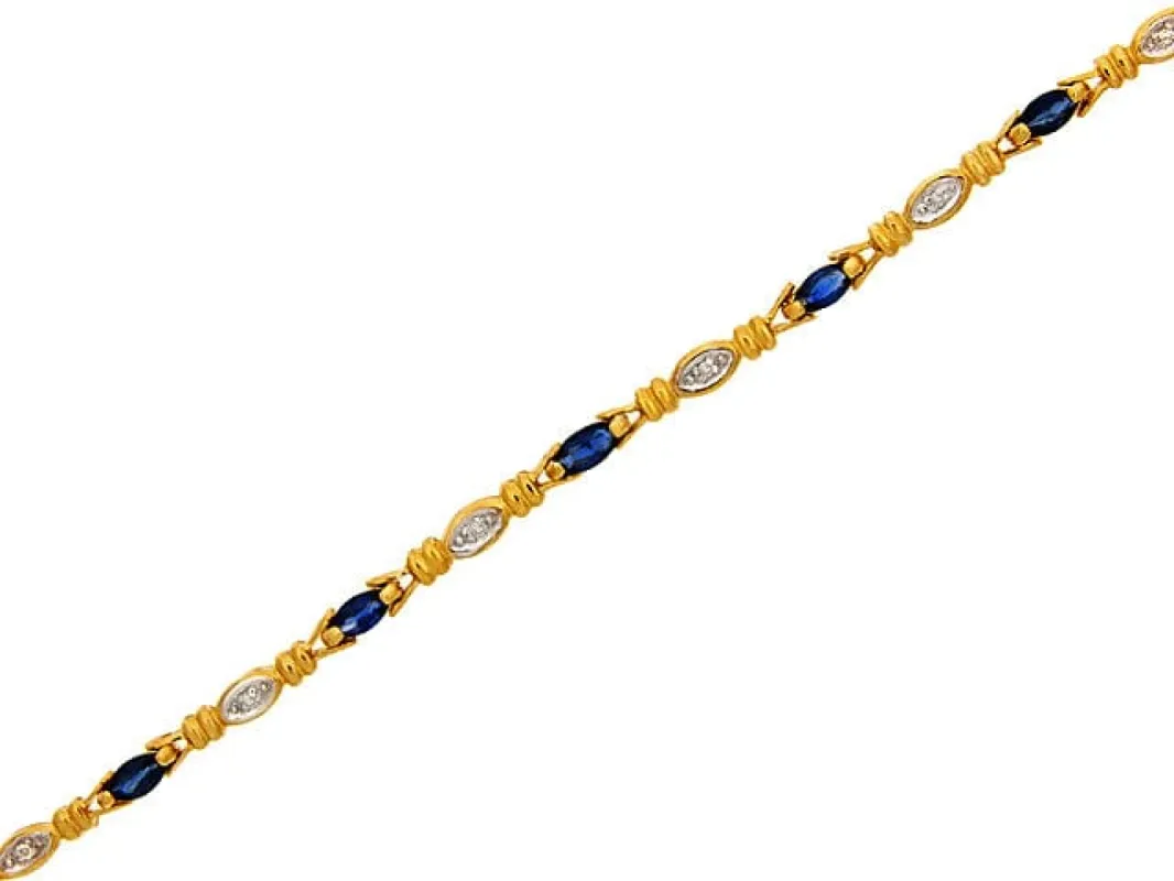 Gemondo 9ct Yellow Gold 1.45ct Genuine Sapphire & 5pt Diamond 18cm Bracelet sold by Gemondo Jewellery