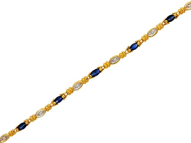 Gemondo 9ct Yellow Gold 1.45ct Genuine Sapphire & 5pt Diamond 18cm Bracelet sold by Gemondo Jewellery
