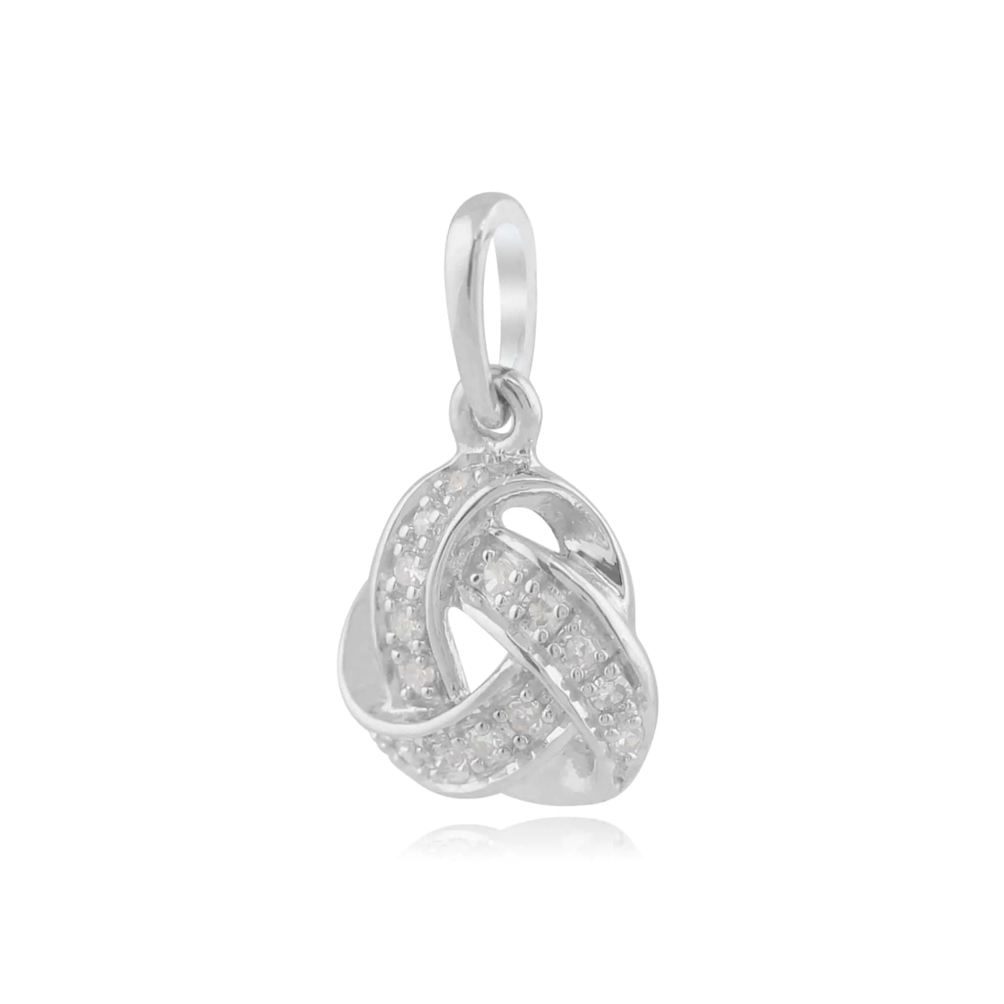 Classic Round Diamond Love Knot Pendant in 9ct White Gold sold by Gemondo Jewellery product image thumbnail 2