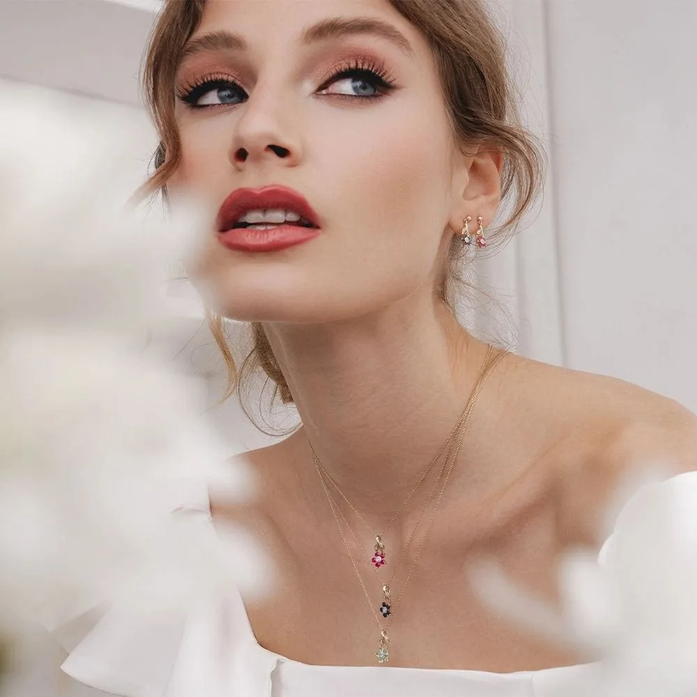 Floral Sapphire & Diamond Pendant Necklace in 9ct Yellow Gold sold by Gemondo Jewellery product image thumbnail 2