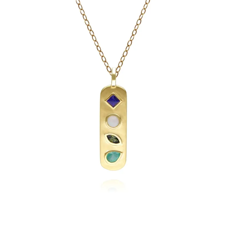 Coded Whispers Brushed Gold 'Love' Acrostic Gemstone Pendant sold by Gemondo Jewellery
