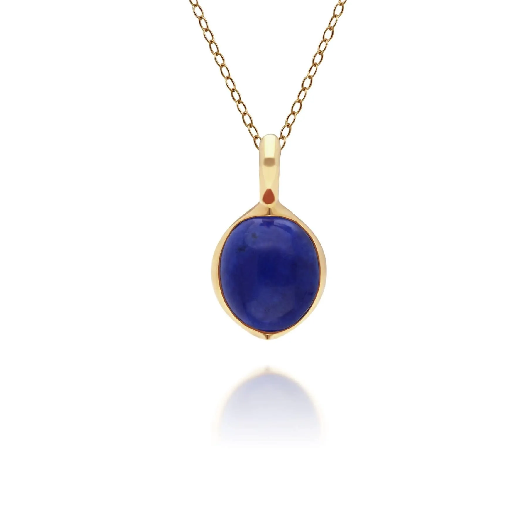 Irregular B Gem Lapis Lazuli Pendant in Gold Plated Silver sold by Gemondo Jewellery