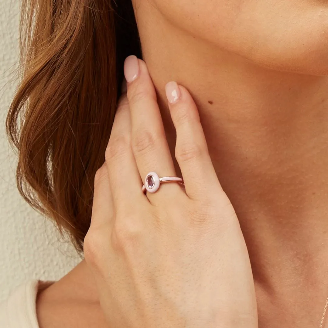 Siberian Waltz Violet Enamel & Pink Amethyst Ring In 18ct Rose Gold Plated Sterling Silver sold by Gemondo Jewellery product image thumbnail 2