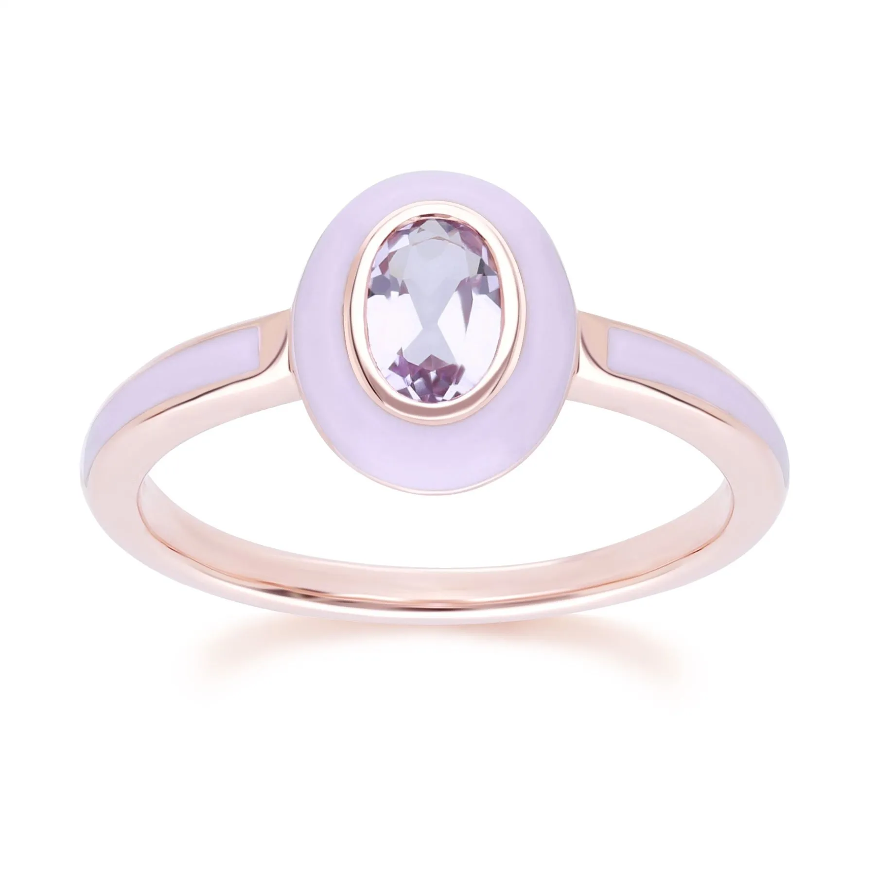 Siberian Waltz Violet Enamel & Pink Amethyst Ring In 18ct Rose Gold Plated Sterling Silver sold by Gemondo Jewellery