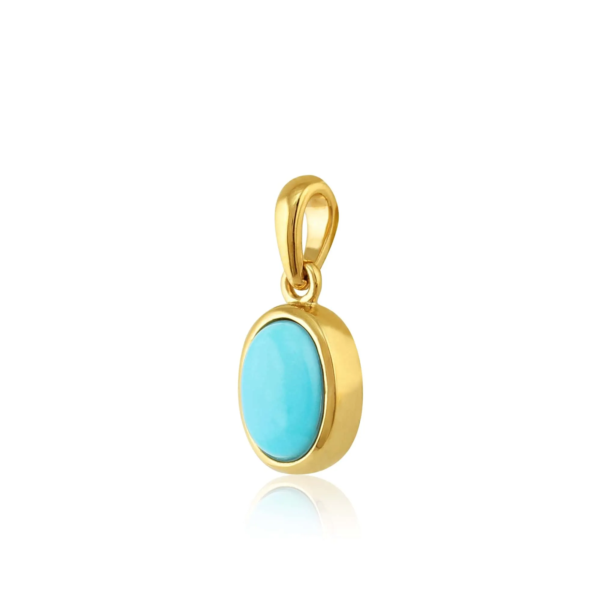 Classic Turquoise Cabochon Pendant in 9ct Yellow Gold sold by Gemondo Jewellery product image thumbnail 2