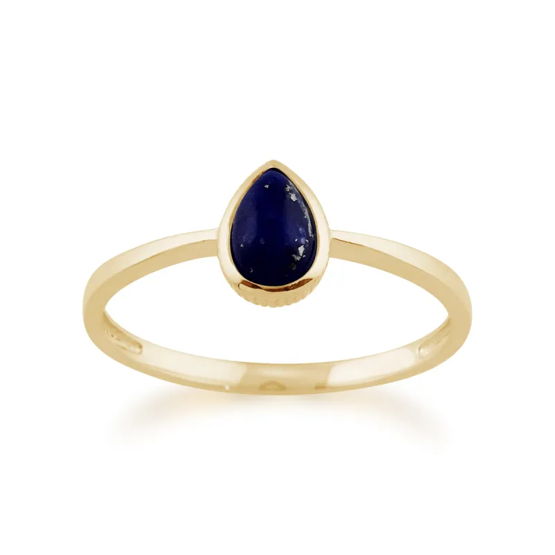 Gemondo 9ct Yellow Gold 0.35ct Lapis Lazuli Single Stone Pear Framed Ring sold by Gemondo Jewellery