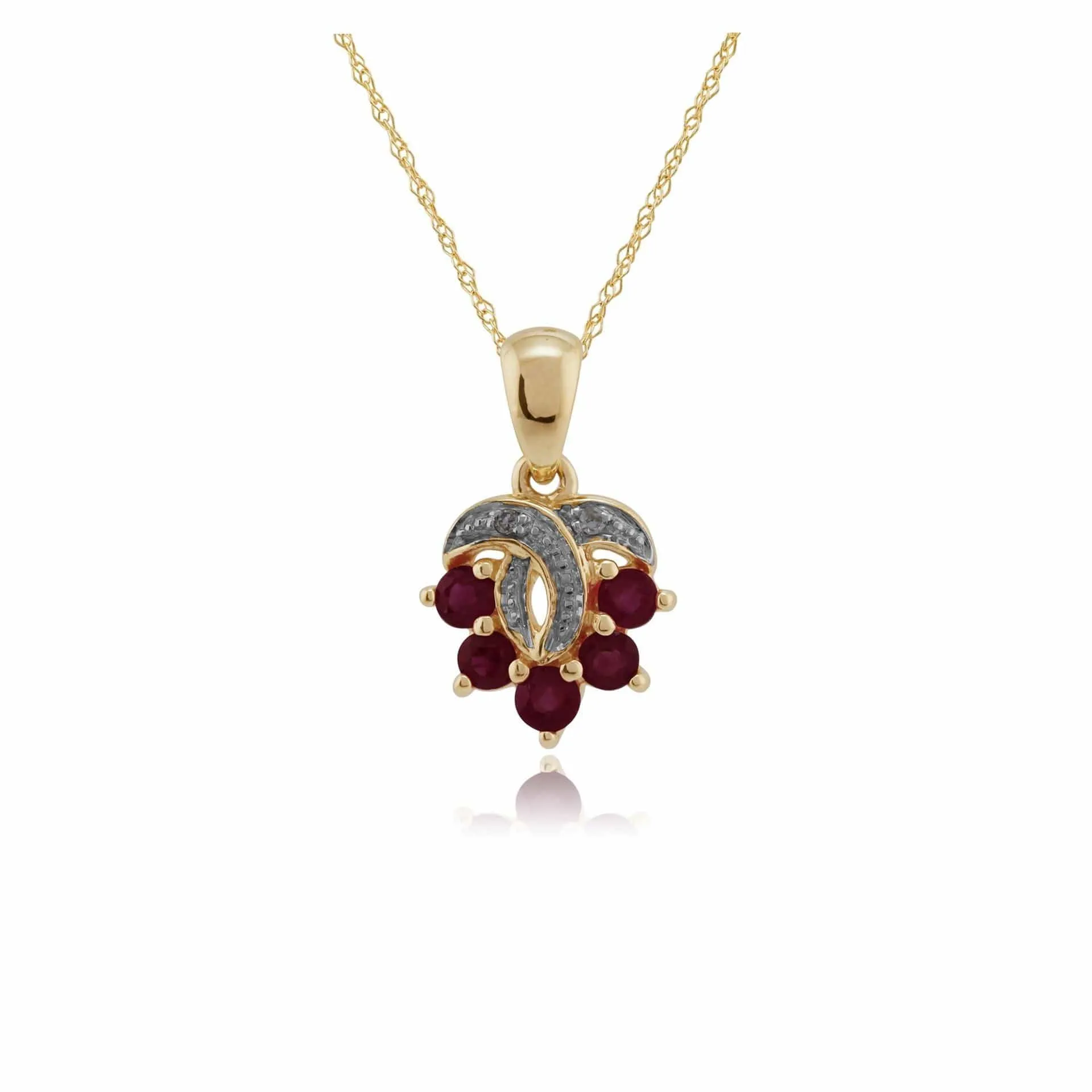 9ct Yellow Gold 0.43ct Natural Ruby & Diamond Pendant on 45cm Chain sold by Gemondo Jewellery