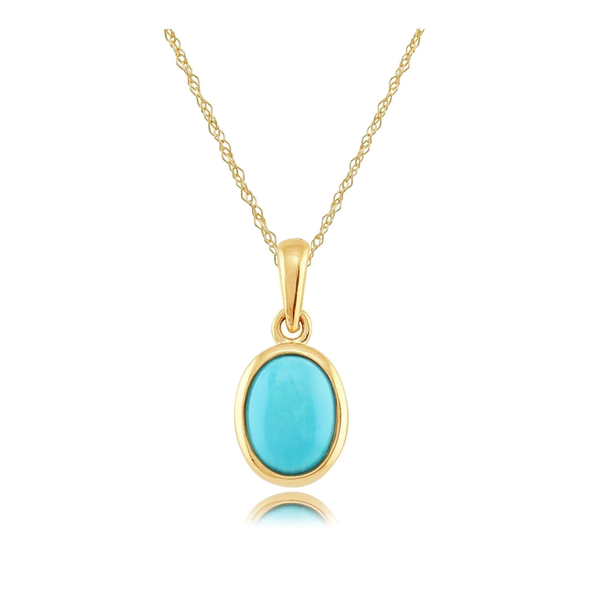 Classic Turquoise Cabochon Pendant in 9ct Yellow Gold sold by Gemondo Jewellery
