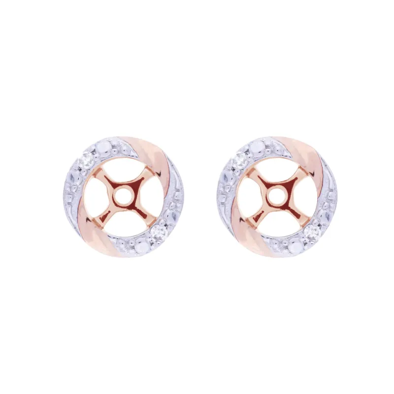 Classic Round Diamond Earring Jacket in Two Tone Rose & Rhodium Plated 9ct Gold sold by Gemondo Jewellery