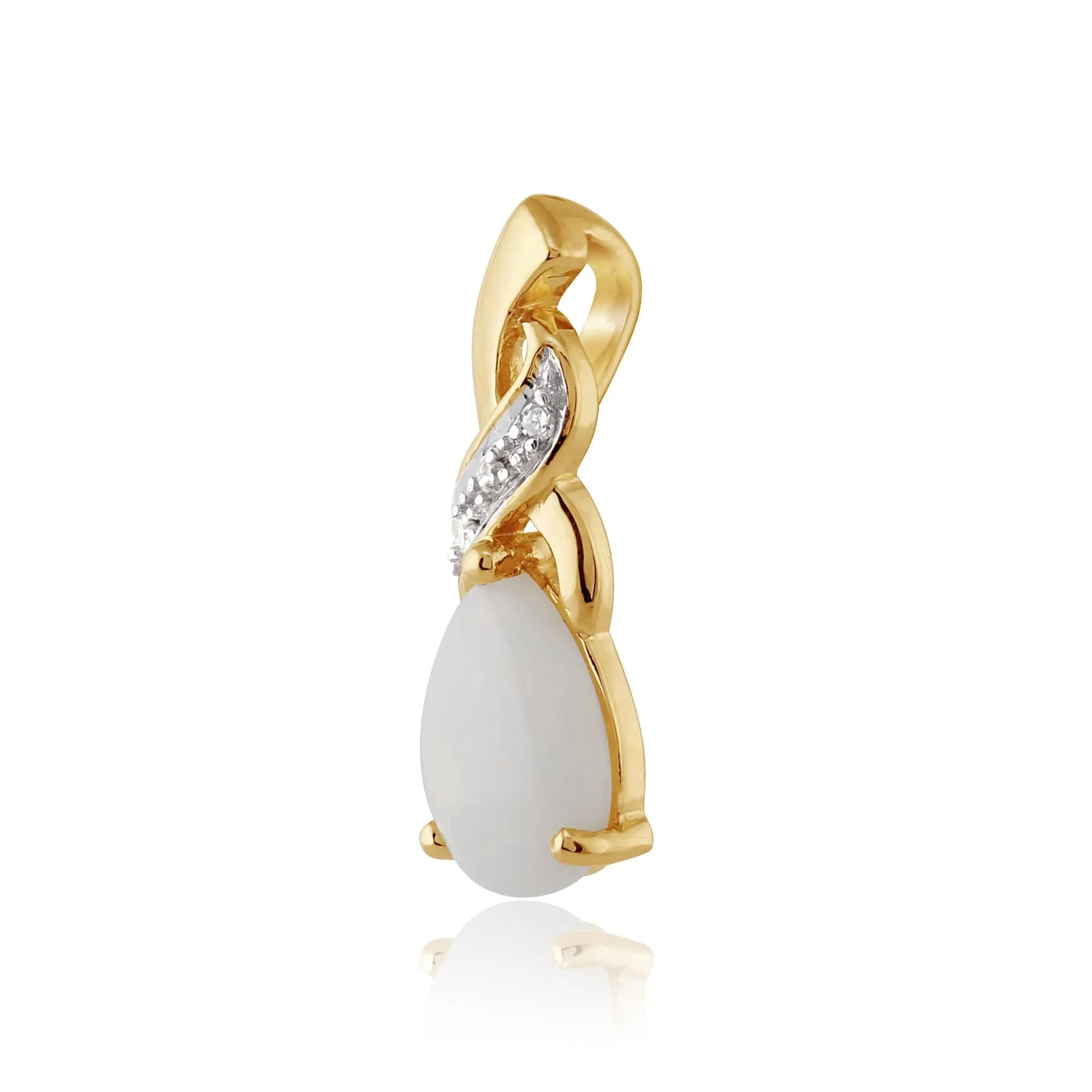 Classic Pear Opal & Diamond Pendant in 9ct Yellow Gold sold by Gemondo Jewellery product image thumbnail 2