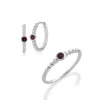 Essential Round Garnet Hoop Earrings & Ring Set in 925 Sterling Silver sold by Gemondo Jewellery