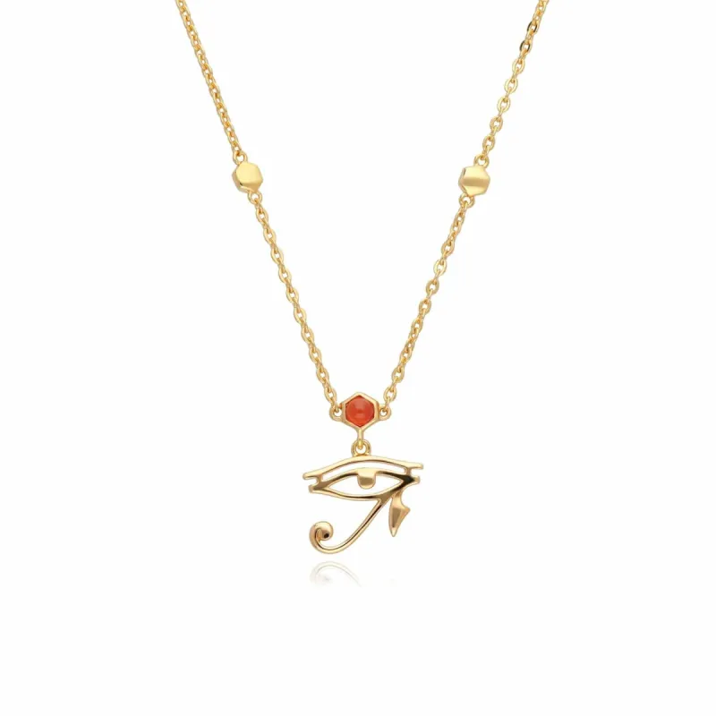 ECFEW™ Carnelian Eye of Ra Necklace In 9ct Yellow Gold sold by Gemondo Jewellery