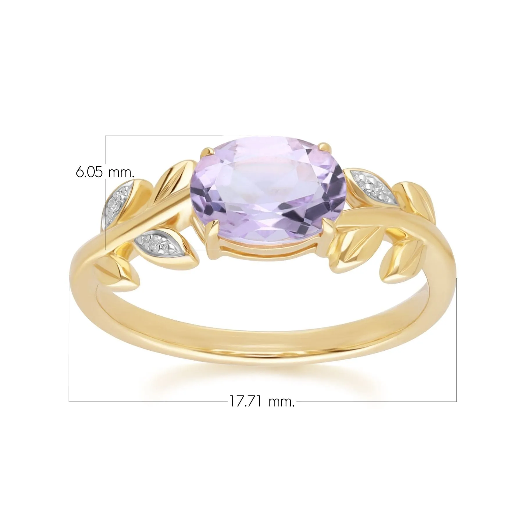 O leaf Pink Amethyst & Diamond Ring In 9ct Yellow Gold sold by Gemondo Jewellery product image thumbnail 4