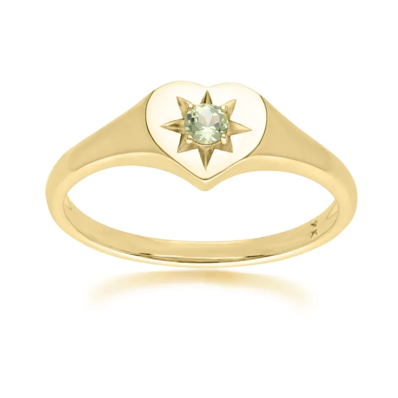 ECFEW™ 'The Liberator' Peridot Heart Ring in 9ct Yellow Gold sold by Gemondo Jewellery