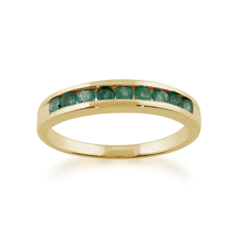 Channel Set 0.44ct Round Emerald Ring in 9ct Yellow Gold sold by Gemondo Jewellery