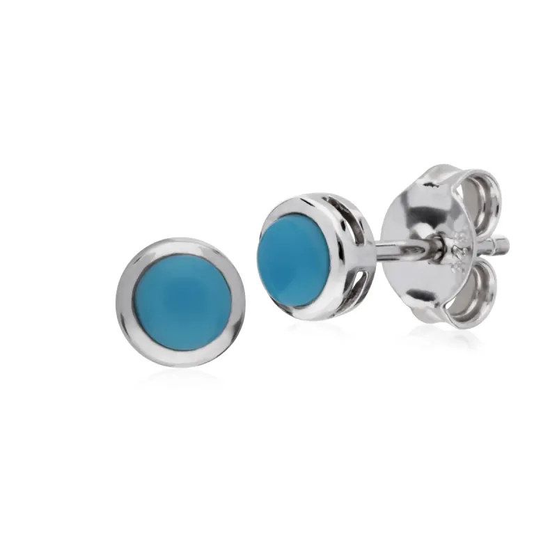 Gemondo Sterling Silver Simple Turquoise Bezel Round Stud Earrings sold by Gemondo Jewellery