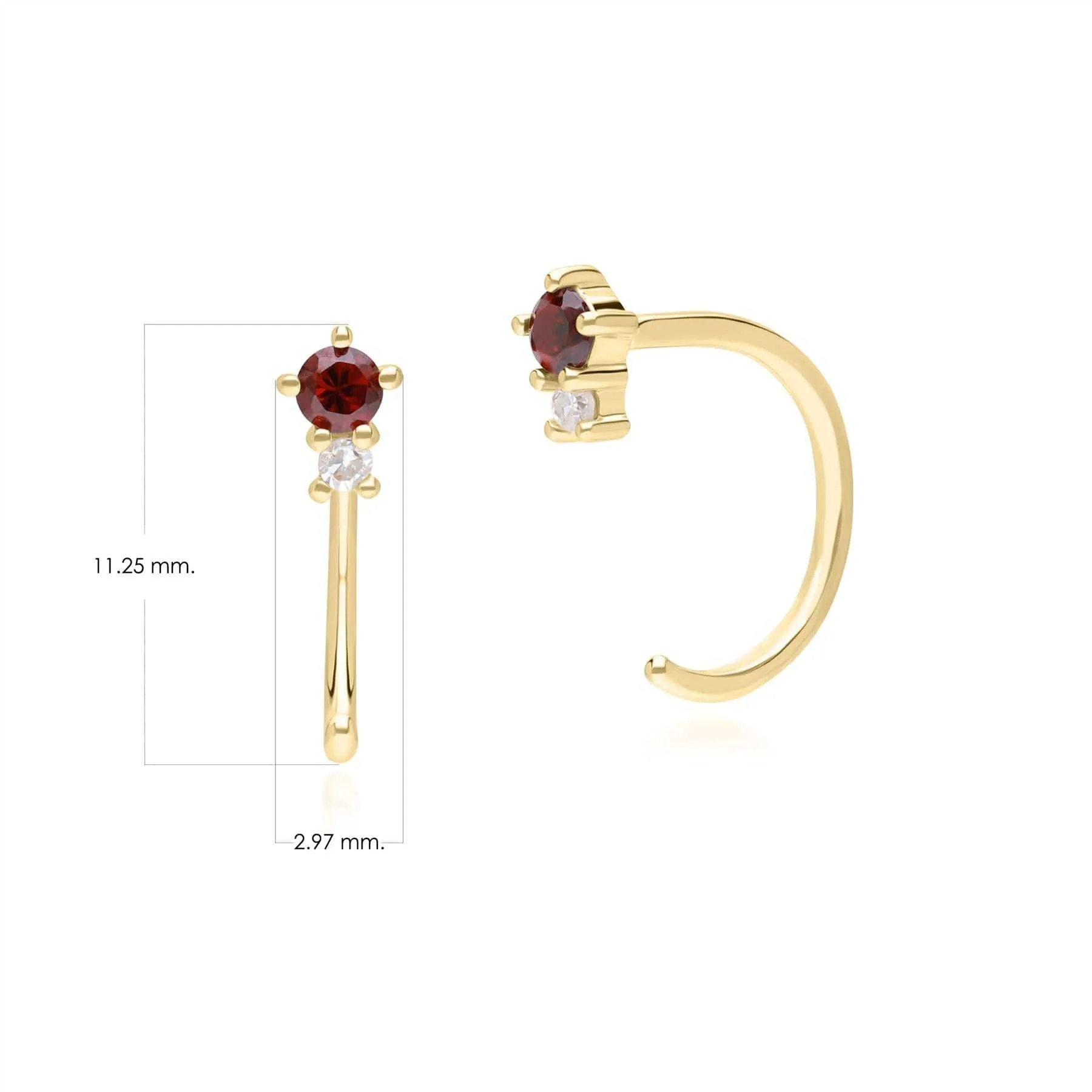 Modern Classic Garnet & Diamond Pull Through Hoop Earrings in 9ct Yellow Gold sold by Gemondo Jewellery product image thumbnail 4