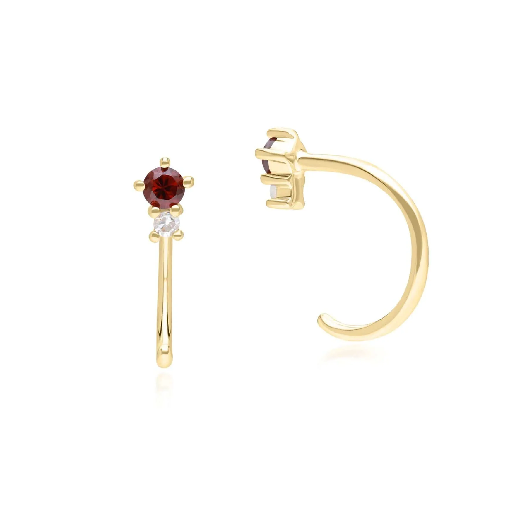 Modern Classic Garnet & Diamond Pull Through Hoop Earrings in 9ct Yellow Gold sold by Gemondo Jewellery product image thumbnail 3