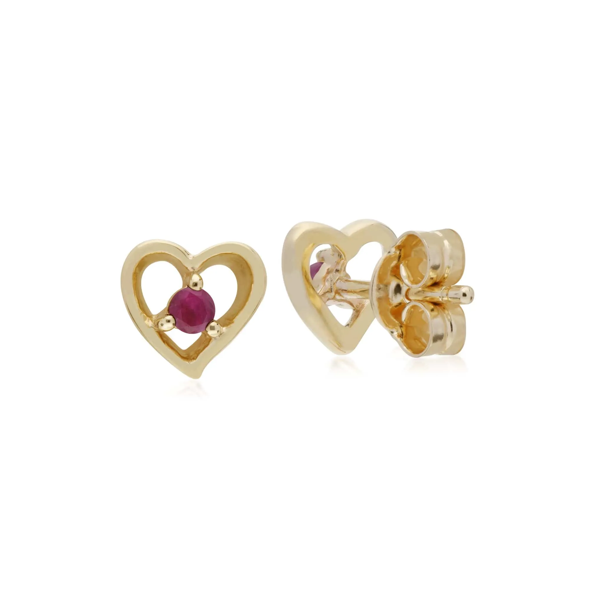 Gemondo 9ct Yellow Gold Ruby Single Stone Heart Stud Earrings sold by Gemondo Jewellery product image thumbnail 2